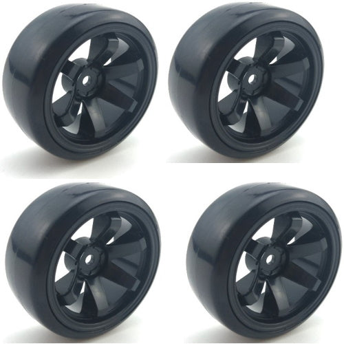 Powerhobby 1/10 Drift Car Mounted Tires / Wheels (4) Black PY006 - PowerHobby