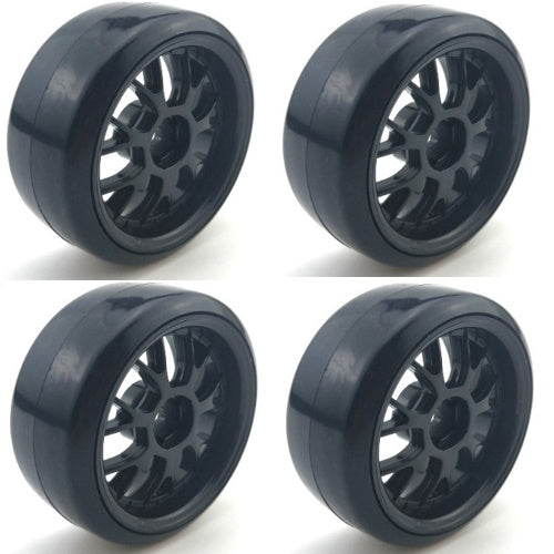 Powerhobby 1/10 Drift Car Mounted Tires / Wheels (4) Black PY010 - PowerHobby