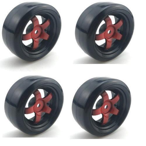 Powerhobby 1/10 Drift Car Mounted Tires / Wheels (4) Red PY037 - PowerHobby
