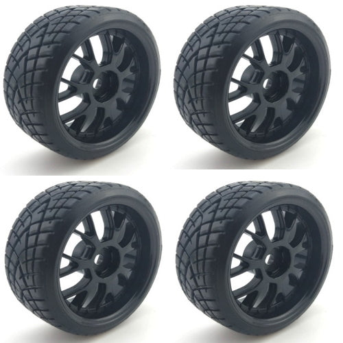 Powerhobby 1/10 Drift Car Mounted Tires / Wheels (4) Black PY051 - PowerHobby