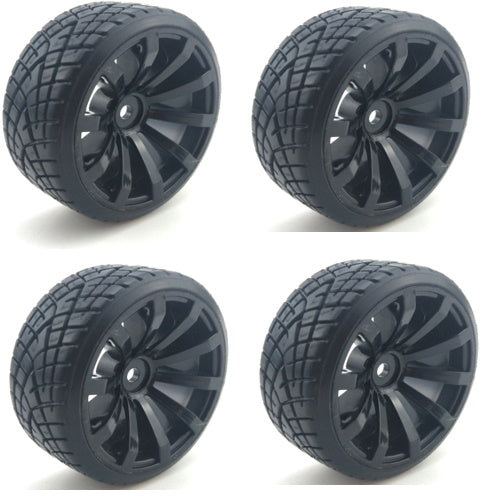 Powerhobby 1/10 Drift Car Mounted Tires / Wheels (4) Black PY052 - PowerHobby
