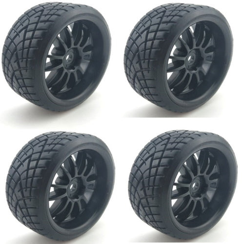 Powerhobby 1/10 Drift Car Mounted Tires / Wheels (4) Black PY055 - PowerHobby