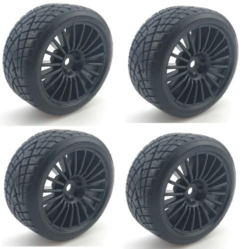Powerhobby 1/10 Drift Car Mounted Tires / Wheels (4) Black PY057 - PowerHobby