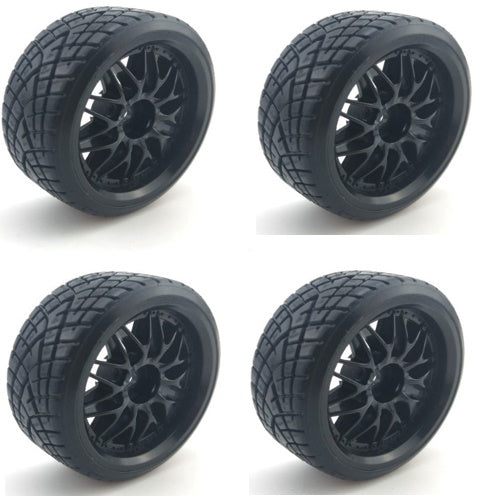 Powerhobby 1/10 Drift Car Mounted Tires / Wheels (4) Black PY063 - PowerHobby