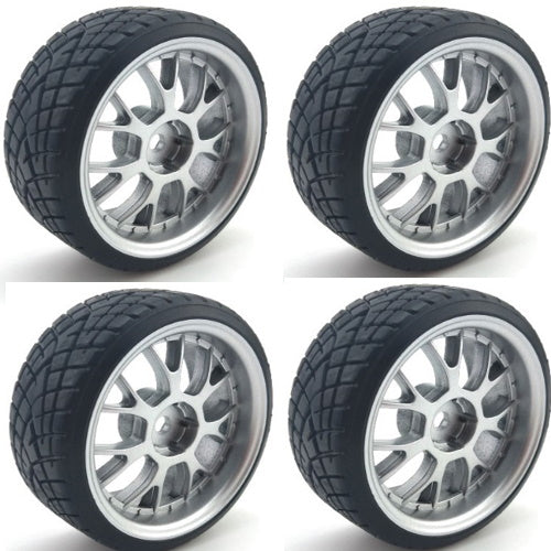 Powerhobby 1/10 Drift Car Mounted Tires / Wheels (4) Silver PY073 - PowerHobby