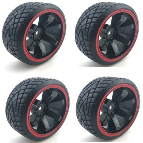 Powerhobby 1/10 Drift Car Mounted Tires / Wheels (4) Red PY080 - PowerHobby
