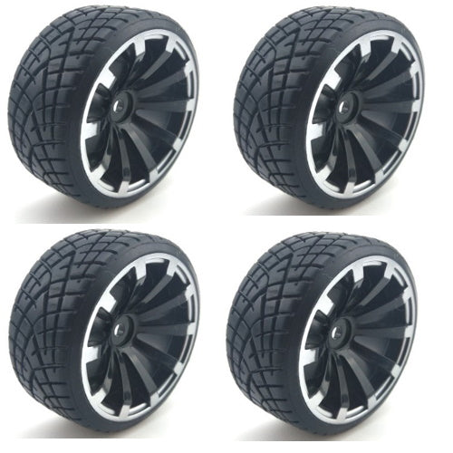 Powerhobby 1/10 Drift Car Mounted Tires / Wheels (4) Silver PY082 - PowerHobby