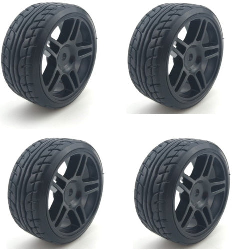 Powerhobby 1/10 Drift Car Mounted Tires / Wheels (4) Black PY085 - PowerHobby
