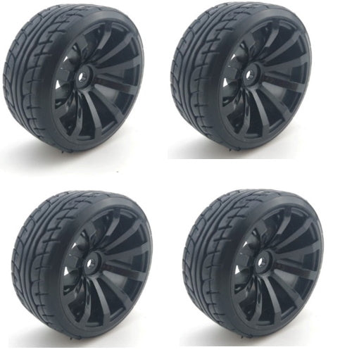 Powerhobby 1/10 Drift Car Mounted Tires / Wheels (4) Black PY093 - PowerHobby