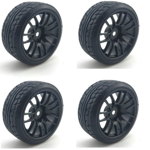 Powerhobby 1/10 Drift Car Mounted Tires / Wheels (4) Black PY097 - PowerHobby
