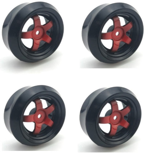 Powerhobby 1/10 Drift Car Slick Mounted Tires / Wheels (4) Red / Black PY160 - PowerHobby