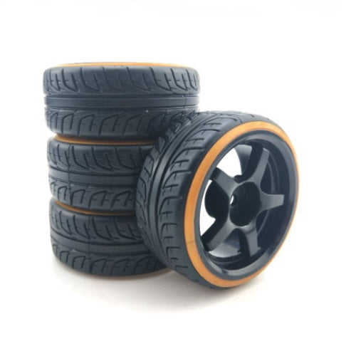 Powerhobby 1/10 Drift Car Mounted Tires / Wheels (4) Gold / Black PY519 - PowerHobby