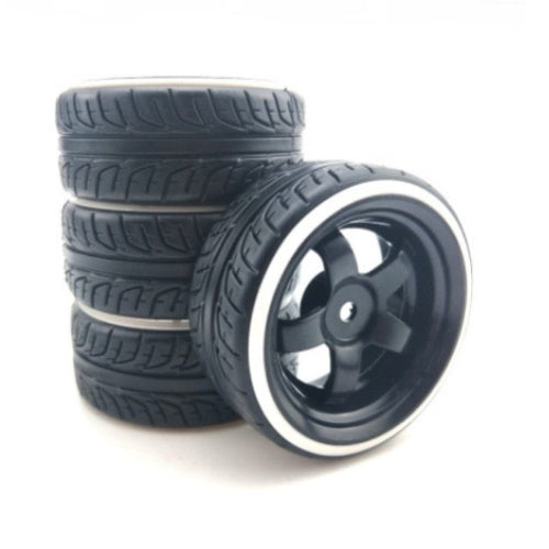 Powerhobby 1/10 Drift Car Mounted Tires / Wheels (4) White / Black PY474 - PowerHobby