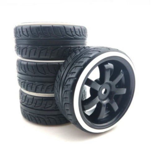 Powerhobby 1/10 Drift Car Mounted Tires / Wheels (4) White / Black PY481 - PowerHobby