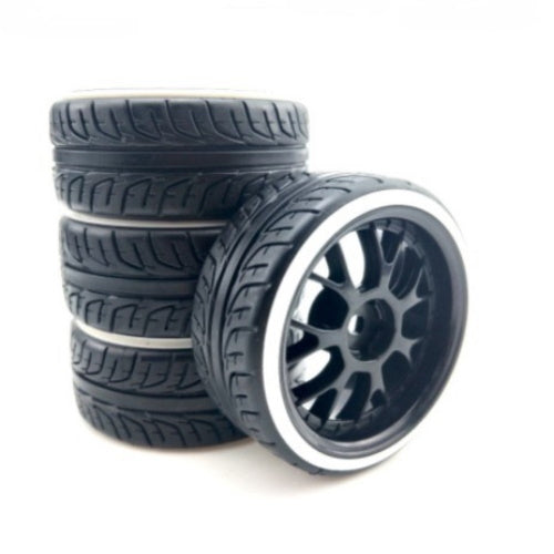 Powerhobby 1/10 Drift Car Mounted Tires / Wheels (4) White / Black PY483 - PowerHobby