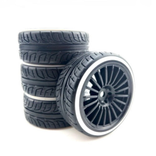 Powerhobby 1/10 Drift Car Mounted Tires / Wheels (4) White / Black PY489 - PowerHobby
