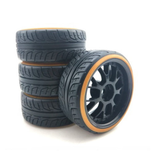 Powerhobby 1/10 Drift Car Mounted Tires / Wheels (4) Orange / Black PY527 - PowerHobby