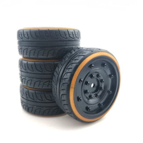 Powerhobby 1/10 Drift Car Mounted Tires / Wheels (4) Orange / Black PY534 - PowerHobby