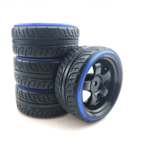 Powerhobby 1/10 Drift Car Mounted Tires / Wheels (4) Blue / Black PY554 - PowerHobby