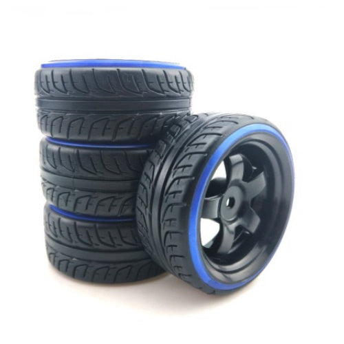Powerhobby 1/10 Drift Car Mounted Tires / Wheels (4) Blue / Black PY556 - PowerHobby