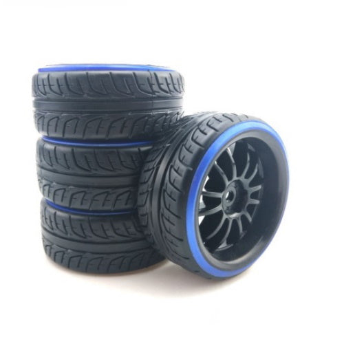 Powerhobby 1/10 Drift Car Mounted Tires / Wheels (4) Blue / Black PY567 - PowerHobby