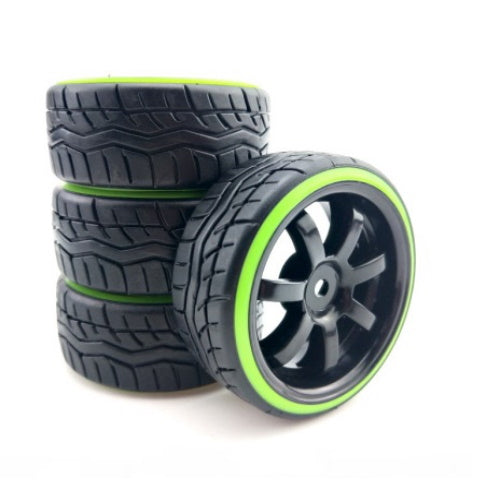 Powerhobby 1/10 Drift Car Mounted Tires / Wheels (4) Green / Black PY751 - PowerHobby