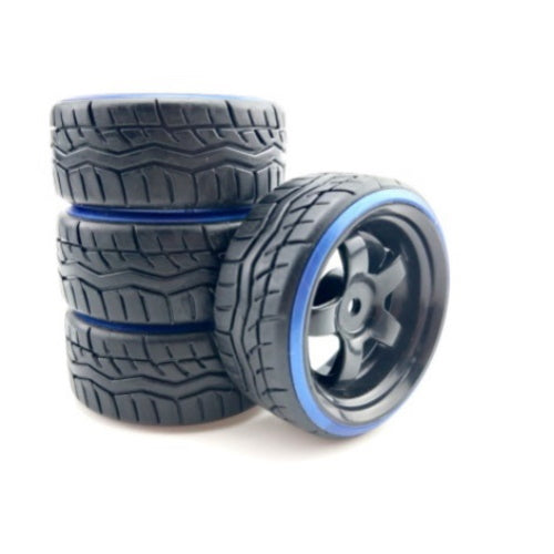Powerhobby 1/10 Drift Car Mounted Tires / Wheels (4) Blue / Black PY846 - PowerHobby