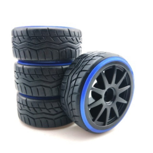 Powerhobby 1/10 Drift Car Mounted Tires / Wheels (4) Blue / Black PY857 - PowerHobby
