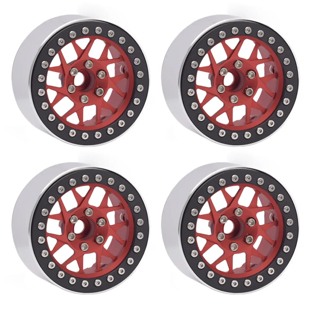 Powerhobby Aluminum 2.2" Beadlock Wheels Red (4) 1/10 Rock Crawler - PowerHobby