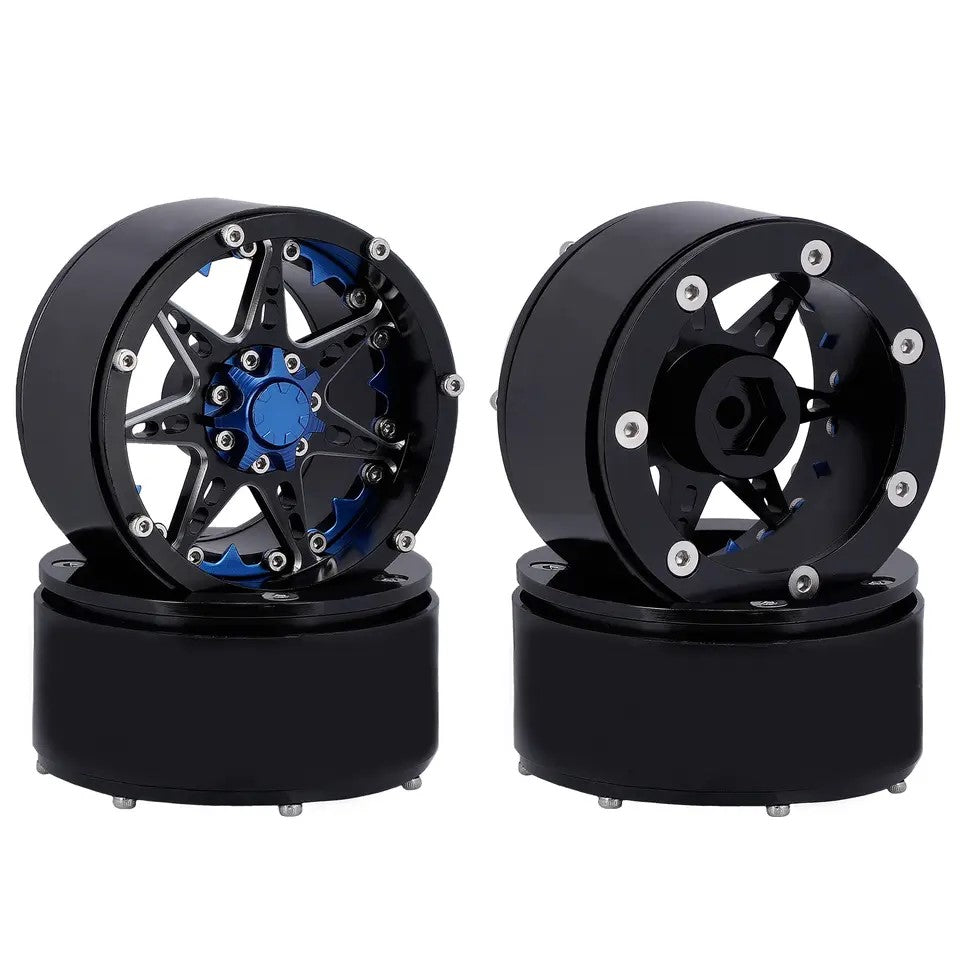 Powerhobby Aluminum 2.2" Beadlock Wheels Blue (4) 1/10 Rock Crawler - PowerHobby