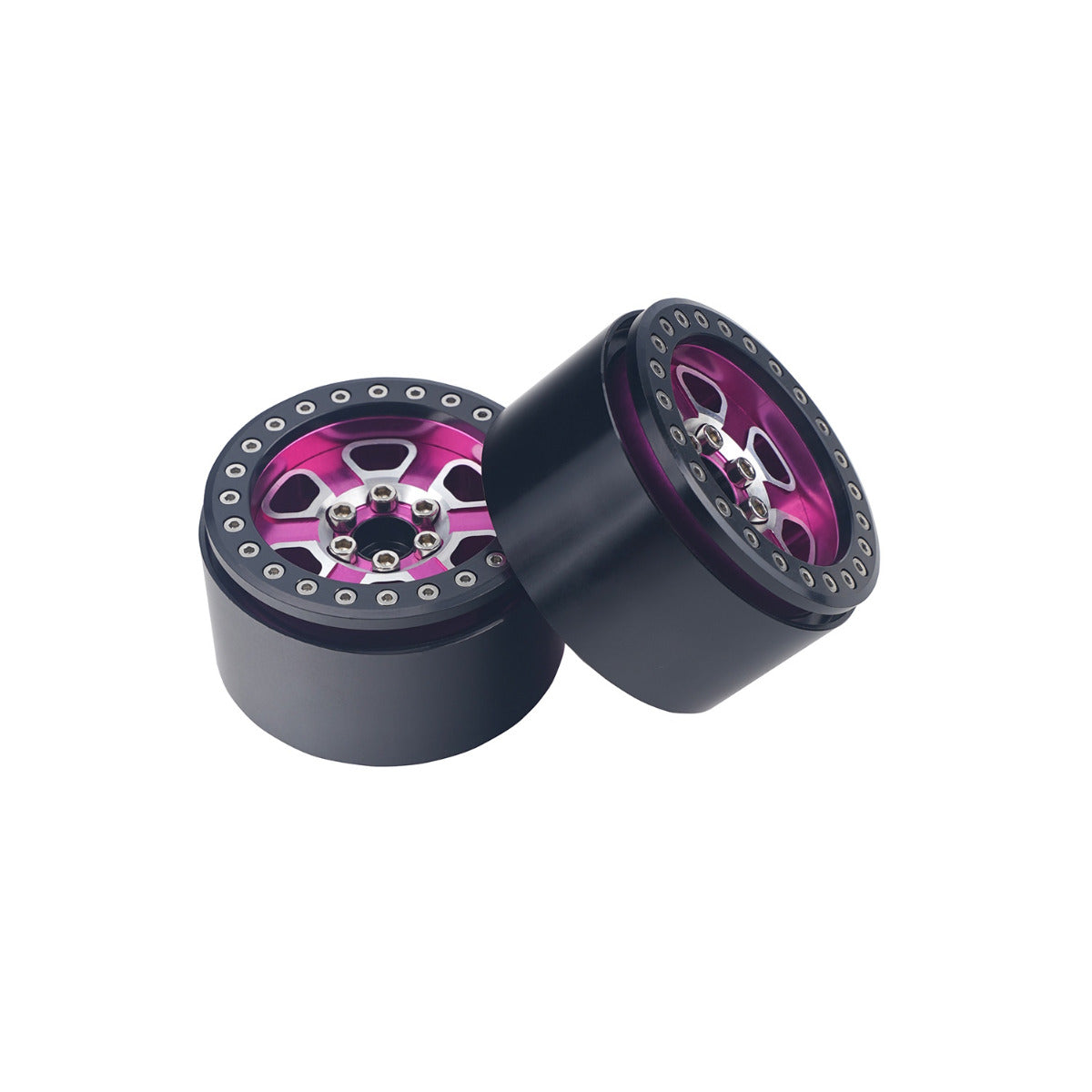 Powerhobby Aluminum 2.2" Beadlock Wheels Pink (4) 1/10 Rock Crawler - PowerHobby