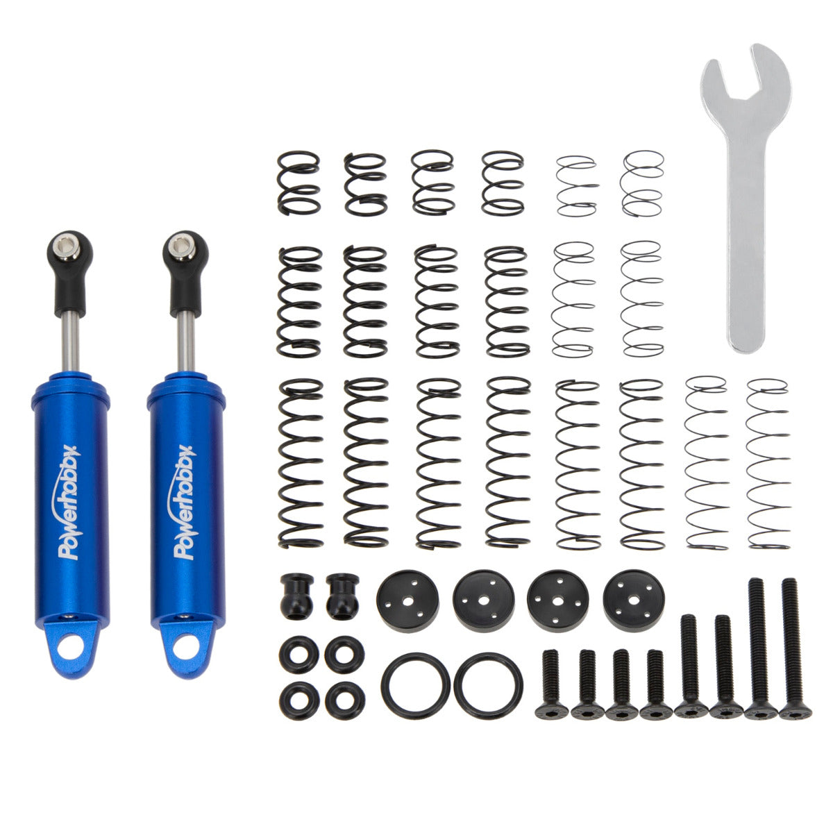 Powerhobby 80mm Promatics Two Stage Internal Spring Shocks (2) Blue - PowerHobby