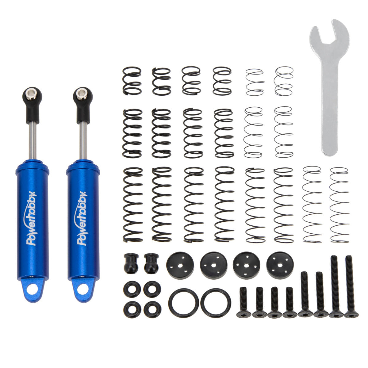 Powerhobby 90mm Promatics Two Stage Internal Spring Shocks (2) Blue - PowerHobby