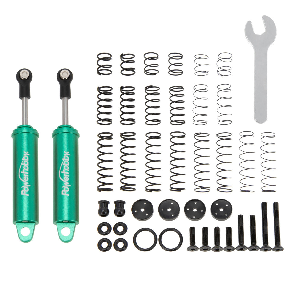 Powerhobby 90mm Promatics Two Stage Internal Spring Shocks (2) Green - PowerHobby