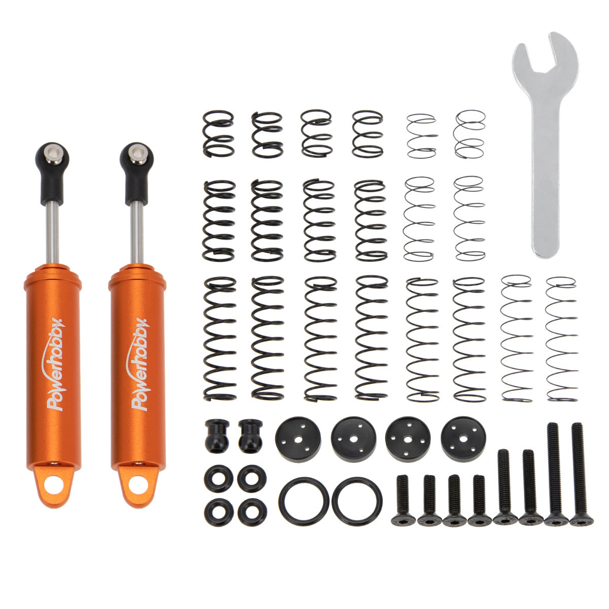 Powerhobby 90mm Promatics Two Stage Internal Spring Shocks (2) Orange - PowerHobby