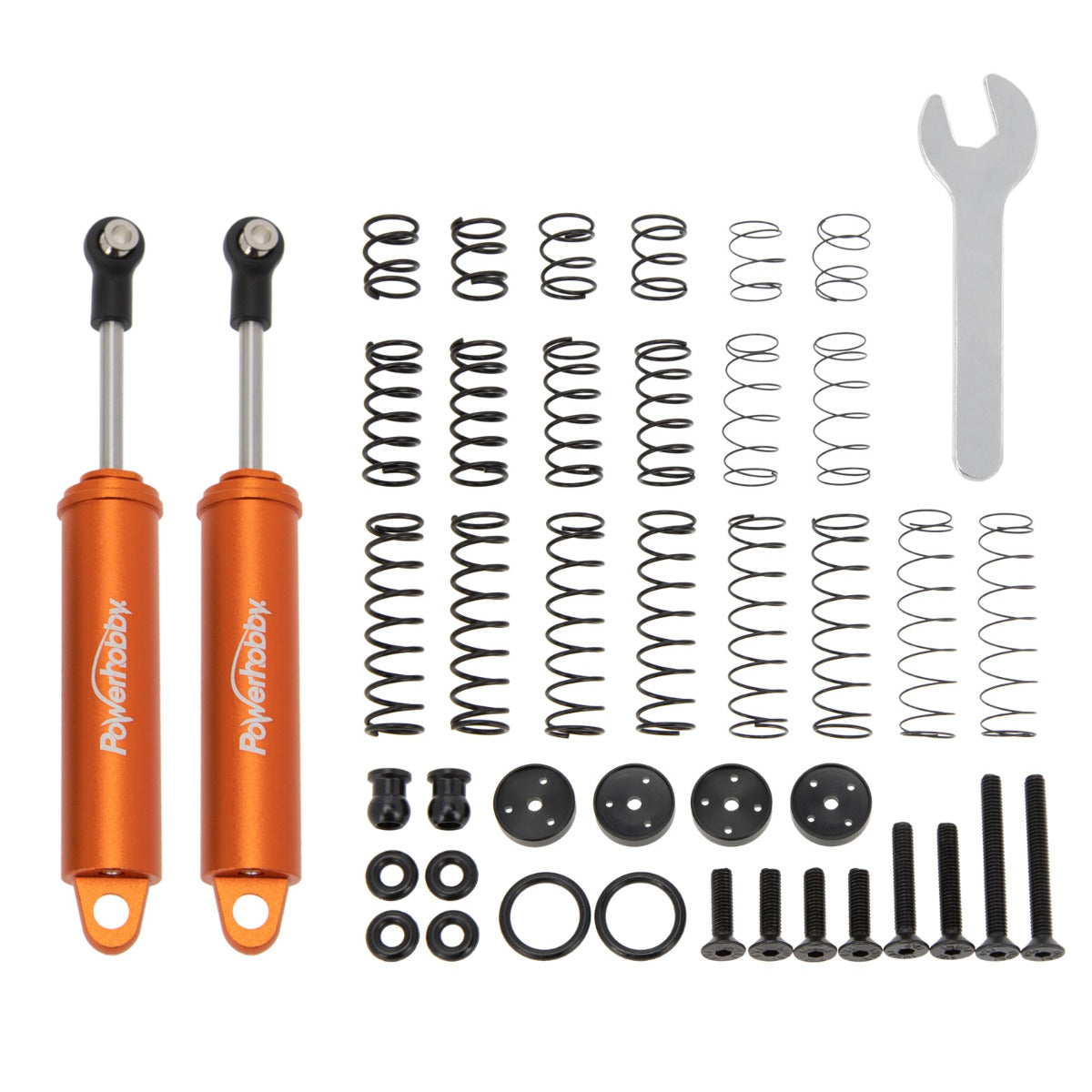 Powerhobby 100mm Promatics Two Stage Internal Spring Shocks (2) Orange - PowerHobby