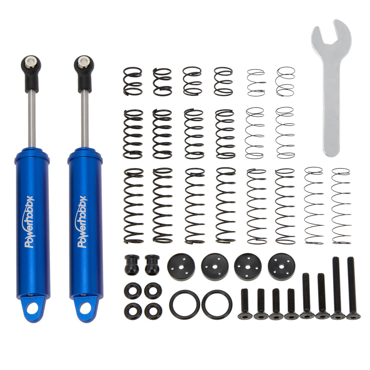 Powerhobby 110mm Promatics Two Stage Internal Spring Shocks (2) Blue - PowerHobby