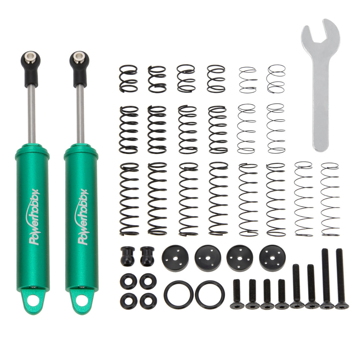 Powerhobby 110mm Promatics Two Stage Internal Spring Shocks (2) Green - PowerHobby