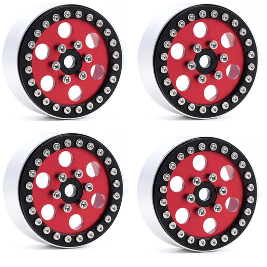 Powerhobby B5 Aluminum 1.9 Beadlock Wheels Super Positive Offset Red (4) 1/10 - PowerHobby