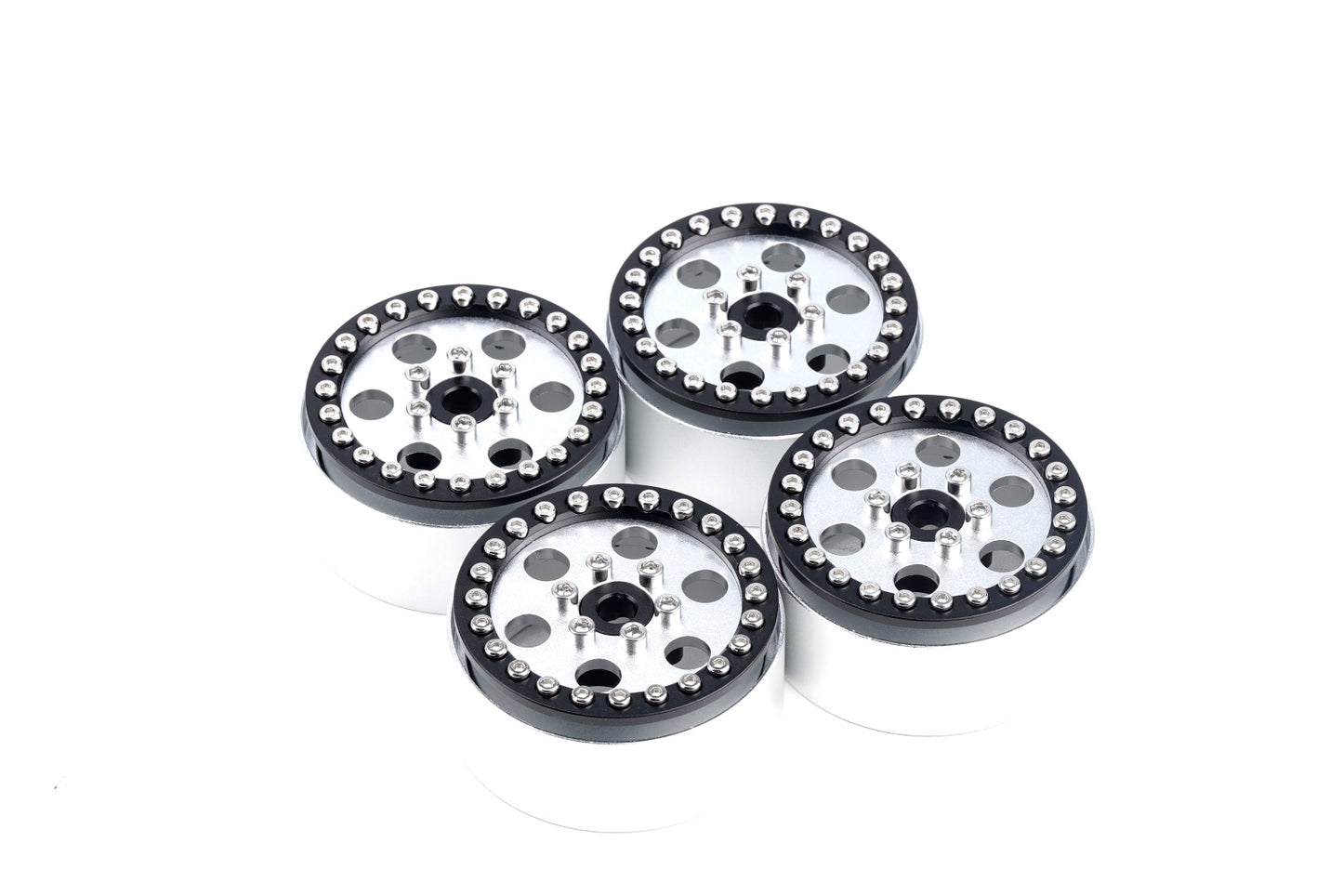 Powerhobby B5 Aluminum 1.9 Beadlock Wheels Super Positive Offset Silver (4) 1/10 - PowerHobby