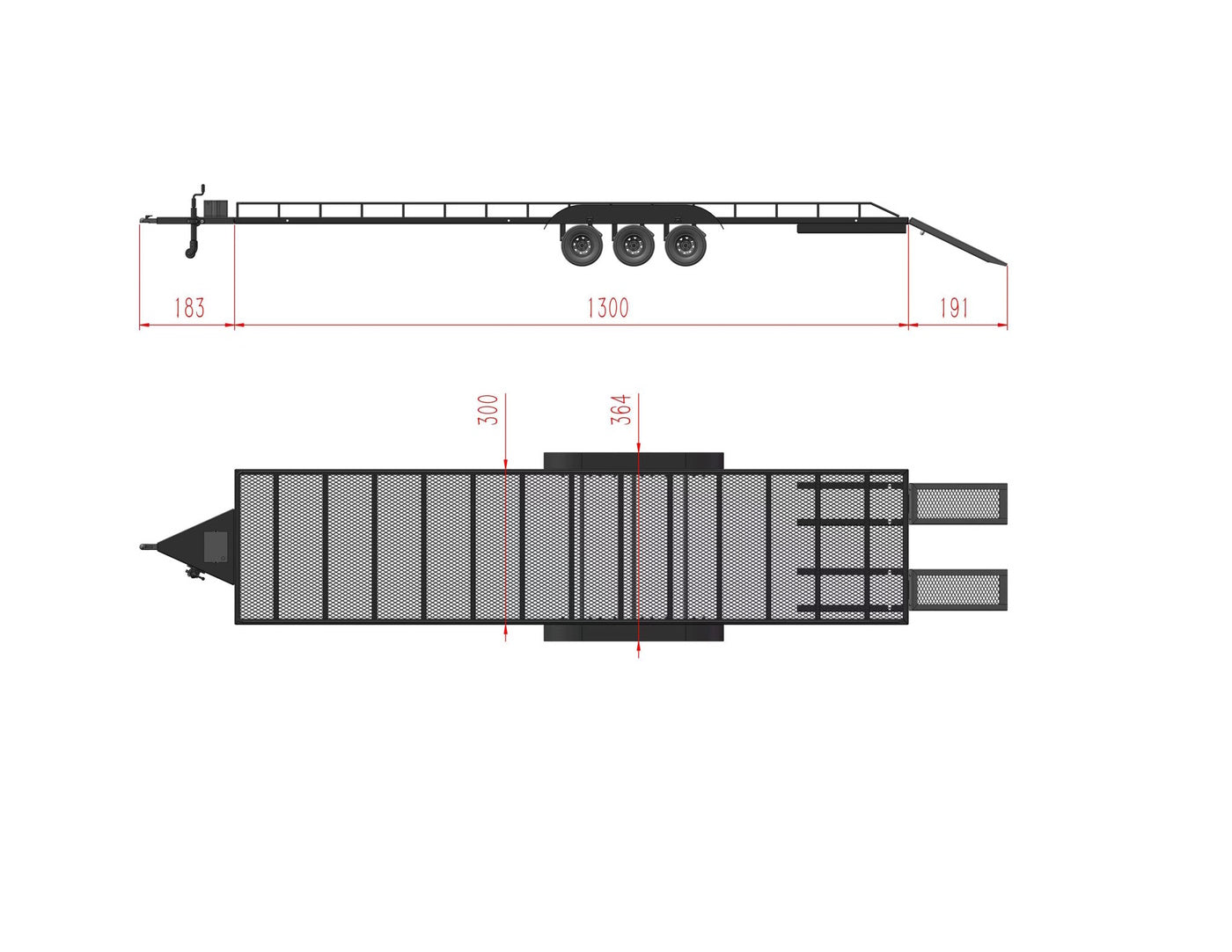 Powerhobby Tri Axle Full Metal Trailer with LED Lights - PowerHobby