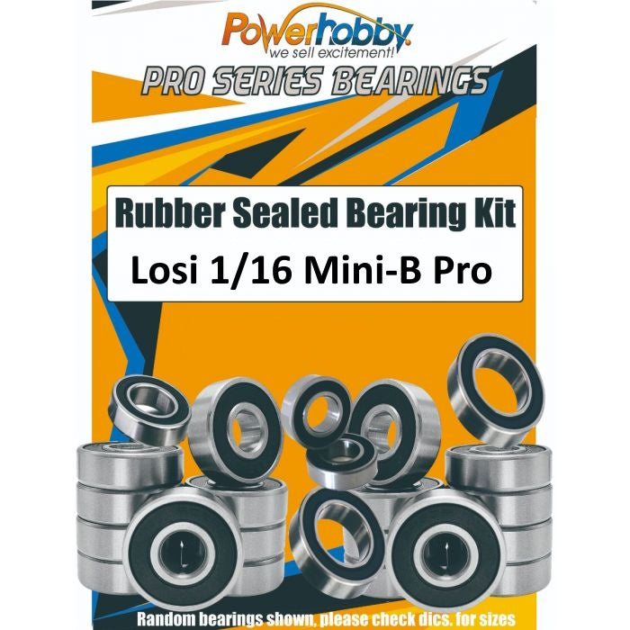 Powerhobby Rubber Sealed Bearing Kit Losi 1/16 Mini-B Pro 2WD - PowerHobby