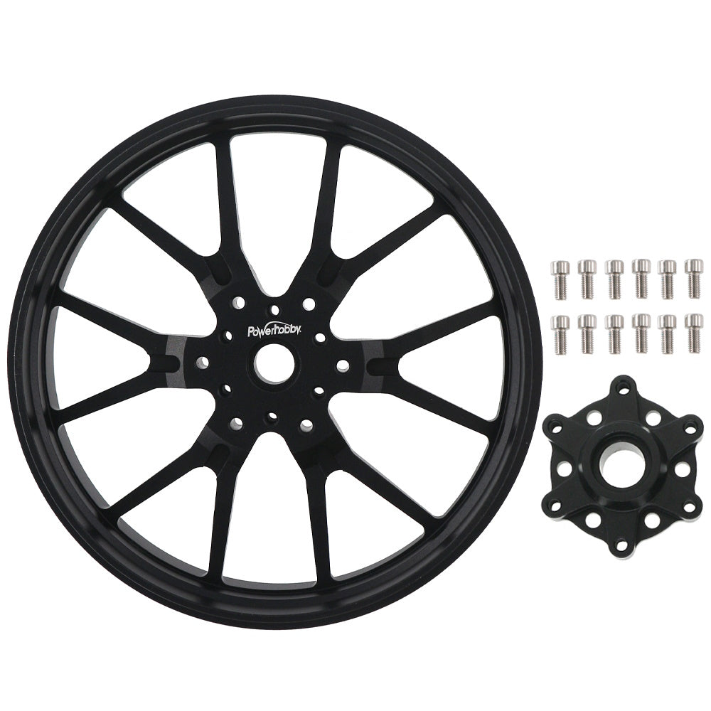 Powerhobby 7075 Aluminum Front Wheels w Hub Black Losi Promoto MX - PowerHobby