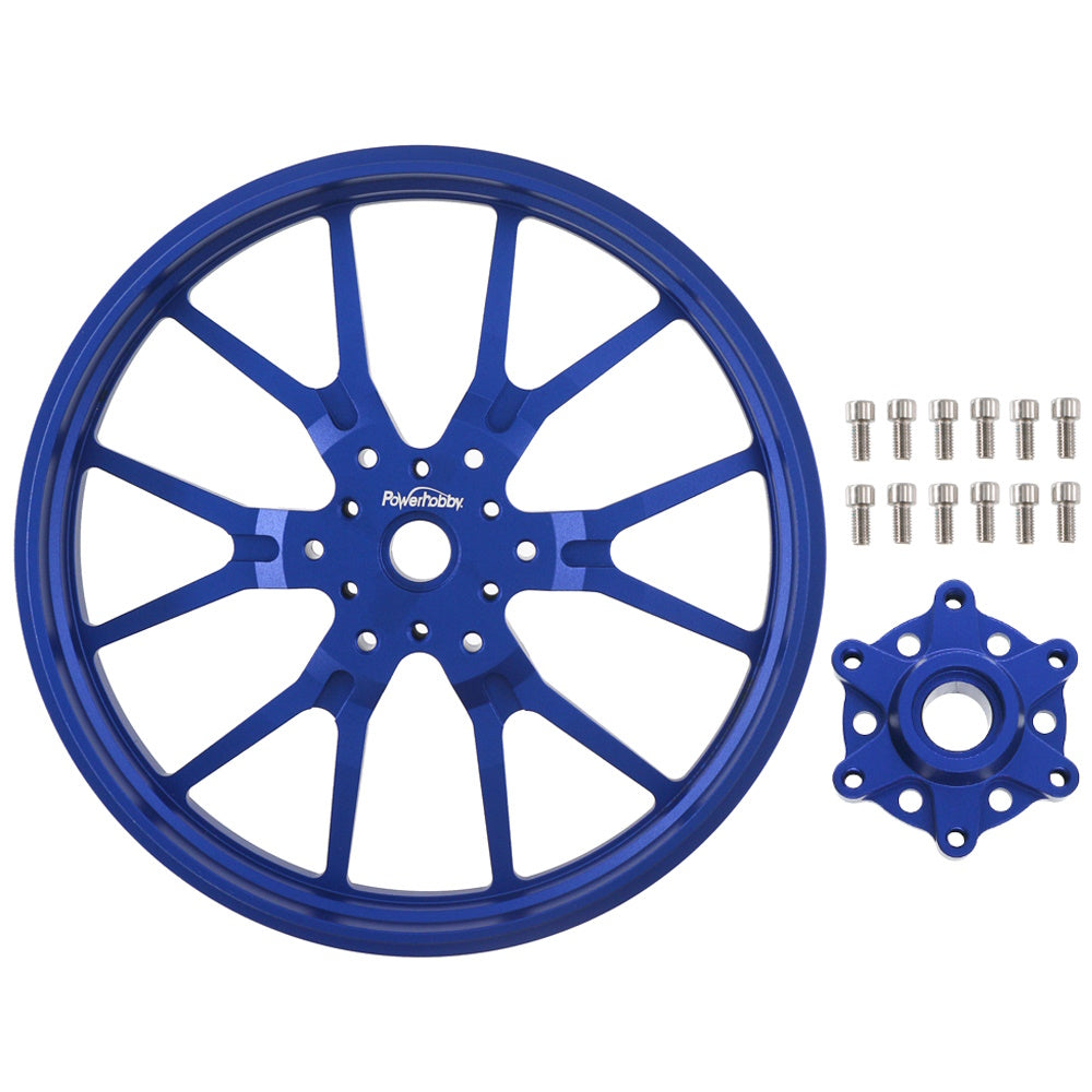 Powerhobby 7075 Aluminum Front Wheels w Hub Blue Losi Promoto MX - PowerHobby