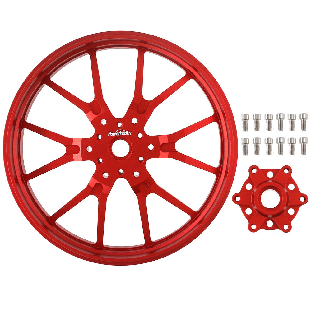 Powerhobby 7075 Aluminum Front Wheels w Hub Red Losi Promoto MX - PowerHobby