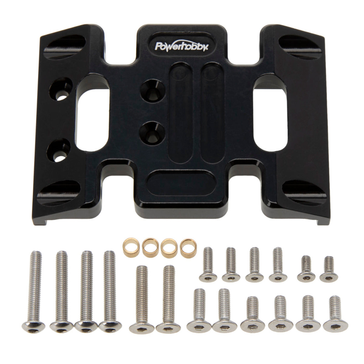 Powerhobby Aluminum Gearbox Skid Plate Black Axial SCX10 / LCG - PowerHobby