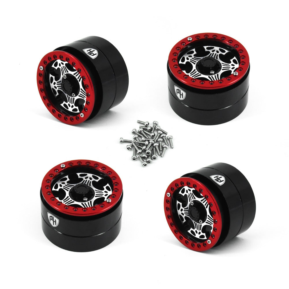 Powerhobby Aluminum 2.2" Beadlock Wheels Red (4) 1/10 Rock Crawler - PowerHobby