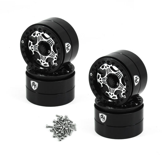 Powerhobby Aluminum 2.2" Beadlock Wheels Black (4) 1/10 Rock Crawler - PowerHobby