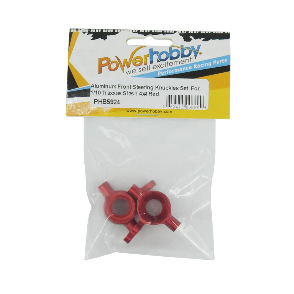 Powerhobby Aluminum Front Steering Knuckles Red FOR Traxxas Slash 4WD / 4X4 - PowerHobby