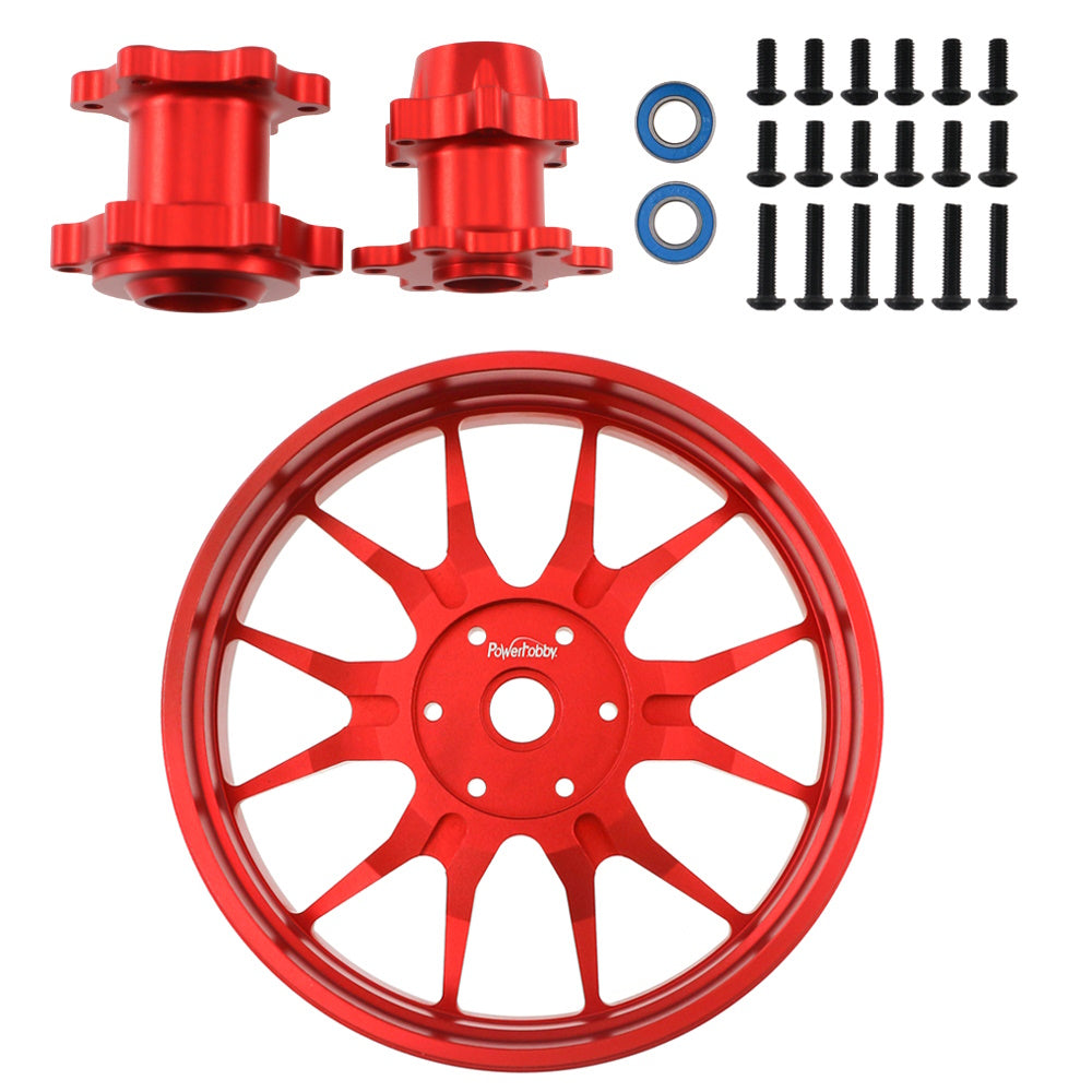 Powerhobby 7075 Aluminum Rear Wheel w Hubs Red Losi Promoto MX - PowerHobby